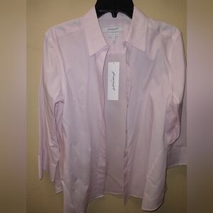 Foxcroft Non Iron 3/4 Sleeve Shirt - Chambray Pink